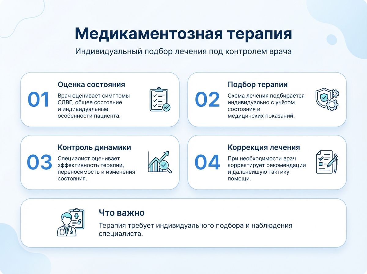 Лечение СДВГ в Карталах у детей и взрослыхинфографика